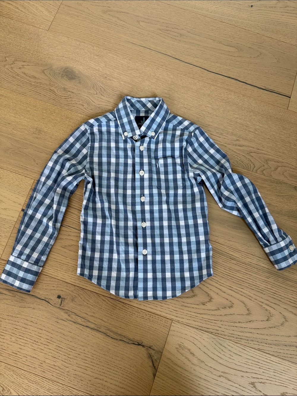 johnnie-O Blue and White Gingham Button-Down Shirt